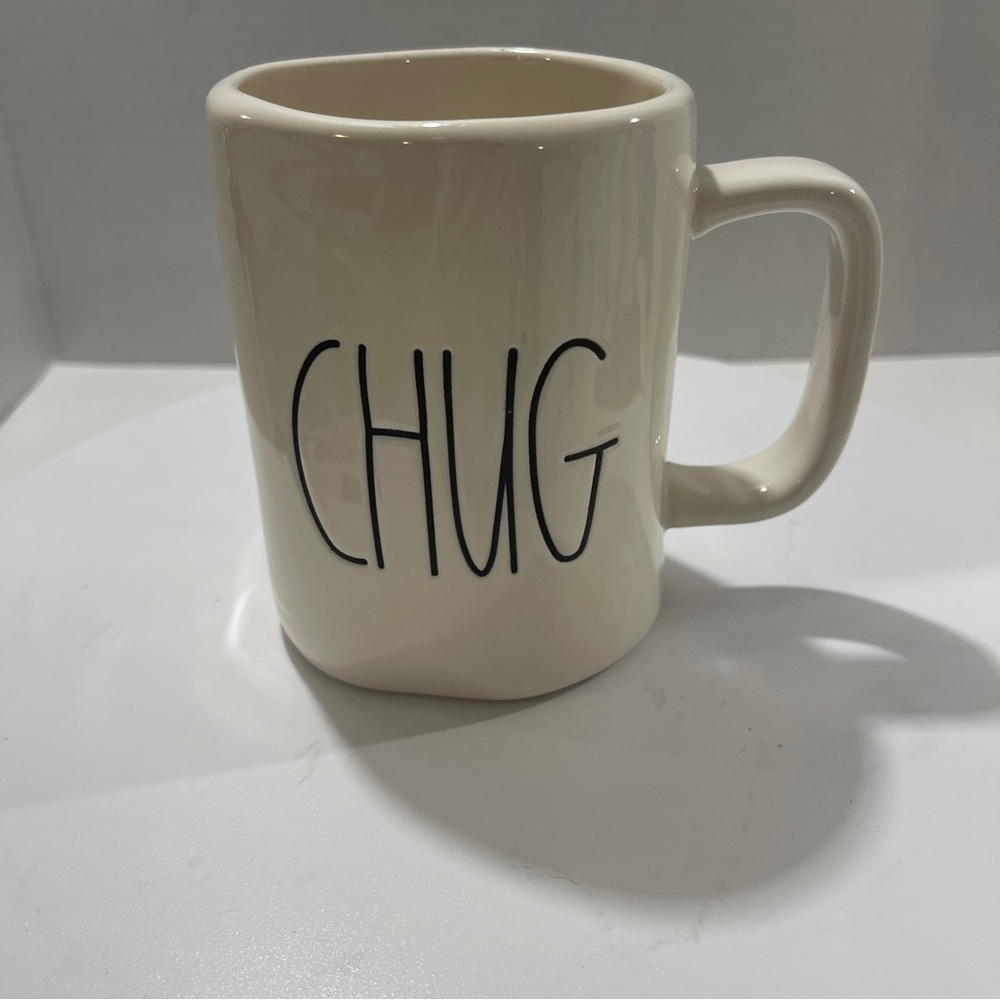 Rae Dunn white & black Ceramic Mug heavy duty chunky art deco boho